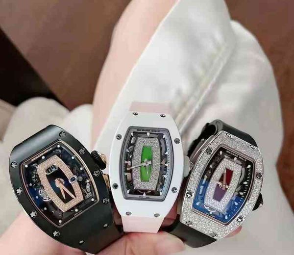 

uxury watch date luxury wristwatch richa milles business leisure rm0701 fully automatic mechanical r watch blue ceramic tape women's es, Slivery;brown