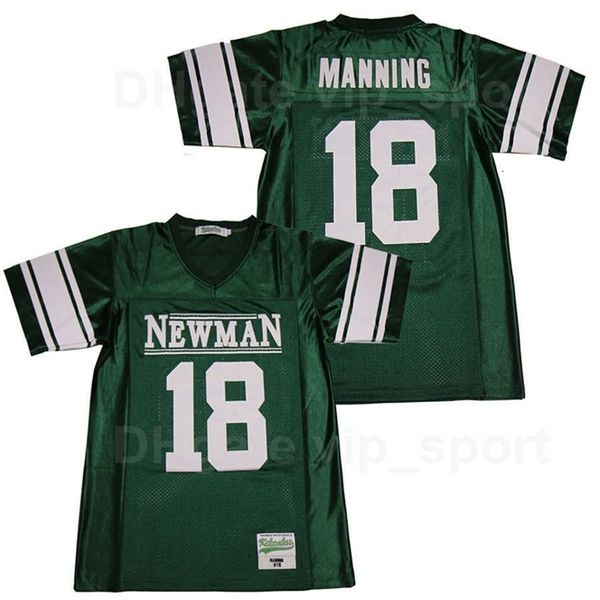 Chen37 Sport Football High School 18 Peyton Manning Isidore Newman Jersey Team Colore Verde Puro cotone traspirante Tutto cucito Alta qualità In vendita