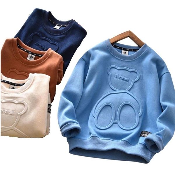 

hoodies & sweatshirts autumn cartoon bear loose embossing boys fashion child 220823, Black