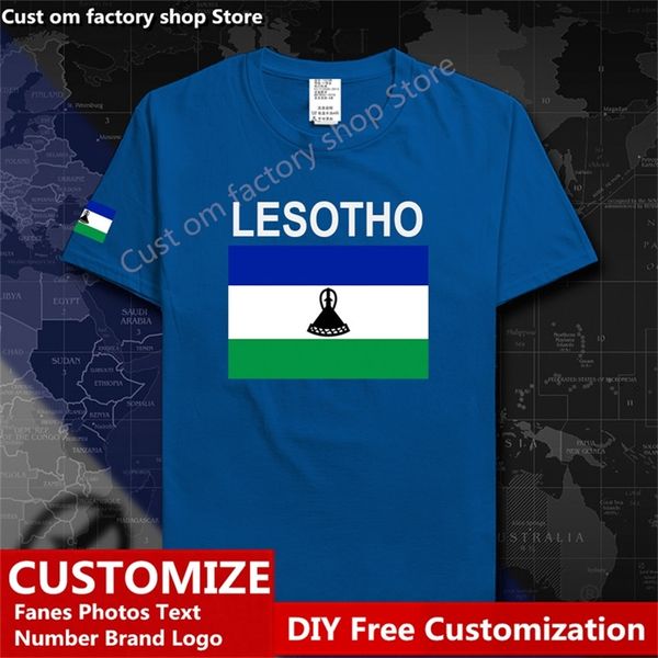 Lesotho Lesoto Lso Mens t Shirts Country Custom Jersey hayranları DIY isim numarası High Street Moda Gevşek Tişört Tişört 220616GX