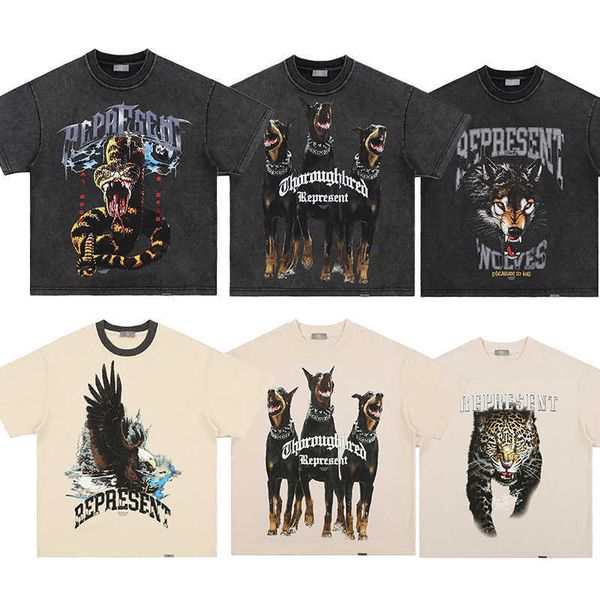 

men's t-shirts representative doberman shark tee wash print hound short sleeve vintage men's and women's t-shirt, White;black