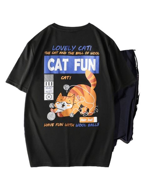 

men cartoon & slogan graphic tee t1gq#, White;black