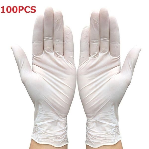 100/50/30/20PCS Weiße Latexhandschuhe Einweg Backen Rutschfeste Gummilatexhandschuhe Haushaltsreinigung Einweg Universal Hot T200508