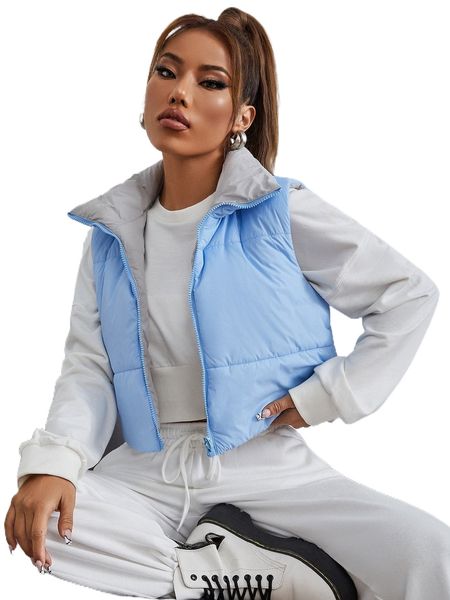 

petite zipper double face vest winter coat q9mn#, Black