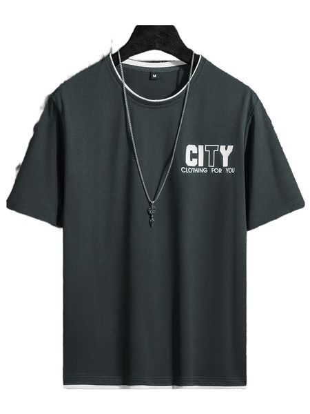 

men letter graphic contrast trim tee u0bf#, White;black
