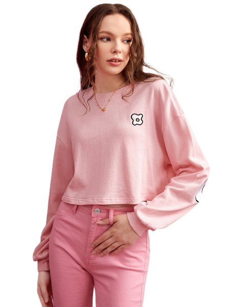 

x pino studios egg embroidered drop shoulder pullover 30ba#, Black