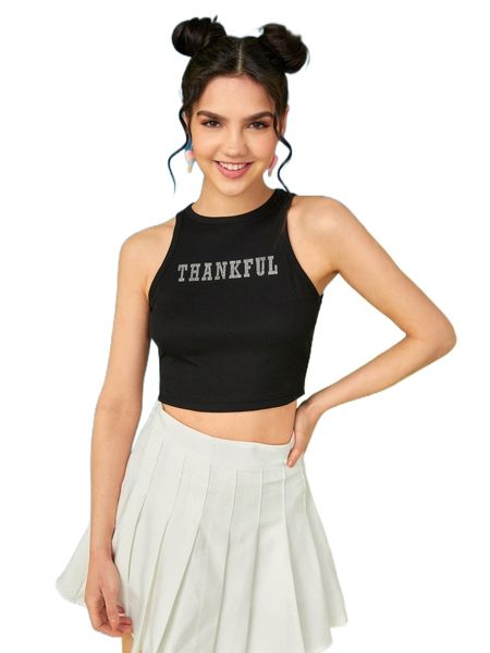 

x elizabeth graham letter graphic crop tank r4t2#, White