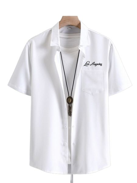 

men letter embroidered patched pocket shirt without tee q9ao#, White;black