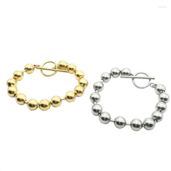 Charm Bracelets Fashion Women Men Silver Color Gold Steel Steel Ball 8mm Bead Heart Key UN Lock Bracelet Jewelry Christmas Gift Fawn22