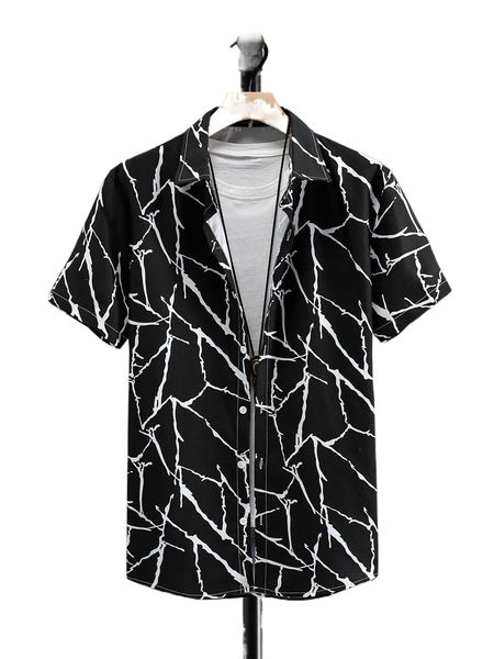 

men random geo print button up shirt without tee b6ij#, White;black