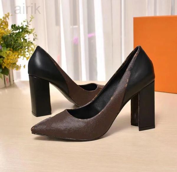 

fashion women's dress shoes ladies chunky heels sandals printing shoe female casual pumps l22148, Black