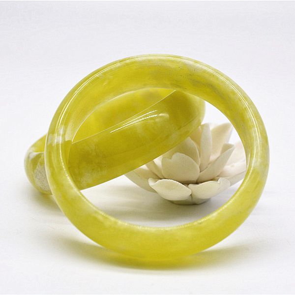 

qianxu xiuyu jade bangle ginger yellow bangle for women hand carved fine jewelry 60mm, Silver