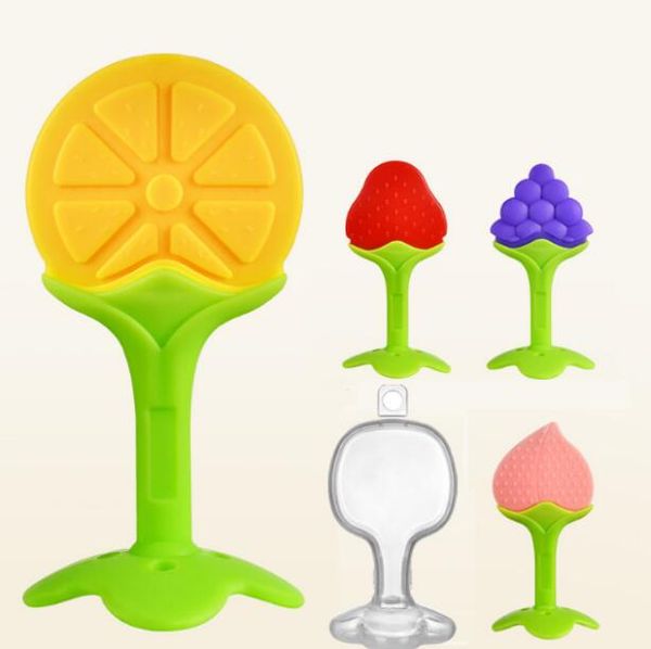 

silicone teether pacifier holders clips baby molar stick fruit baby bite toy silica gel teething gels kids banana toys