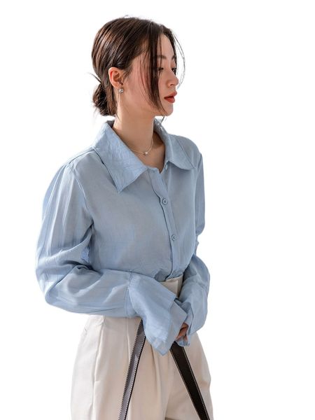 

dazy-less solid button up longline blouse v4ub#, White