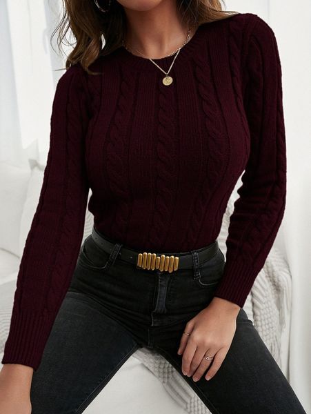 

cable knit solid sweater h7vi#, White;black