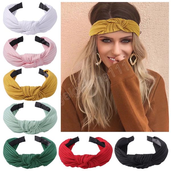 

women fashion suede knotted solid color headband for girls hairband handmade hair hoops hair accessories, Slivery;white