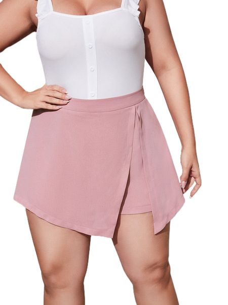 

plus split elastic waist shorts q1h8#, Black