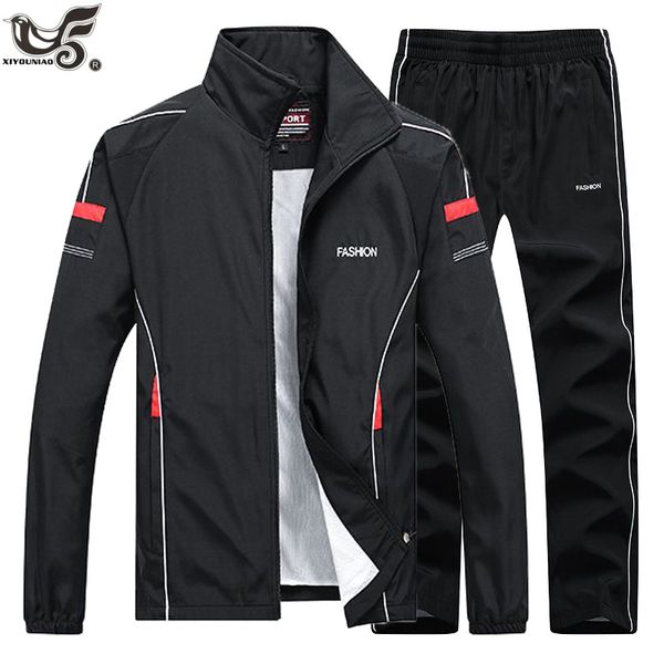 

spring autumn men s sportswear 2 pieces sets sports suit jacket pant sweatsuit male brand clothing tracksuit with zipper pockets 220615, White;black