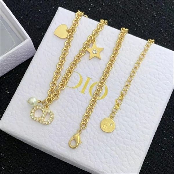 

2022 fashion 20% off designer jewelry d di family love star single special-shaped pearl full diamond necklace women's fashion clavicle, Silver