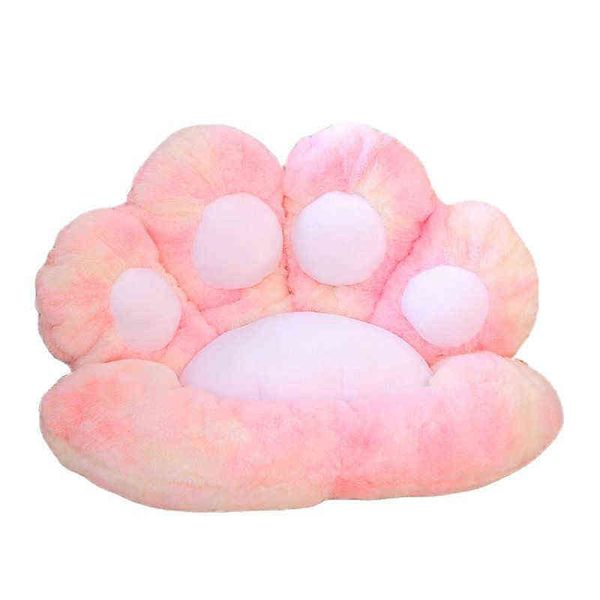 Fluffy colorato arcobaleno pavone blu orso a forma di zampa peluche sedia cuscino riempito tappetino per gatti pet dog nido di natale per ragazza J220704