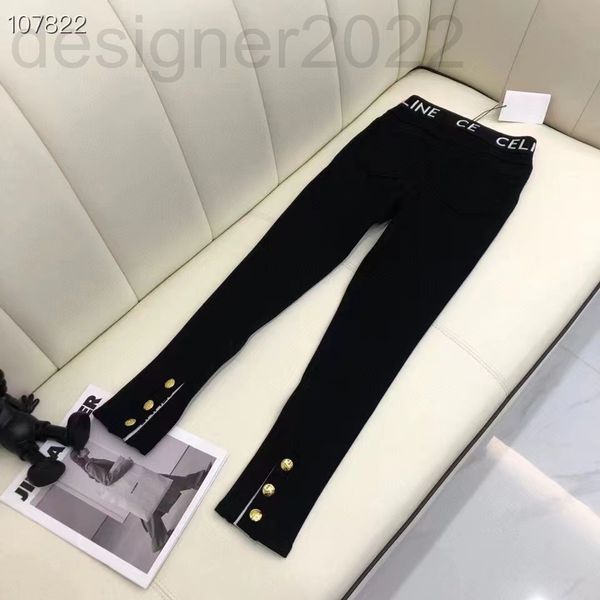 

women's leggings designer fw autumn and winter classic color contrast letters elastic waist versatile plush black pants warm fashionabl