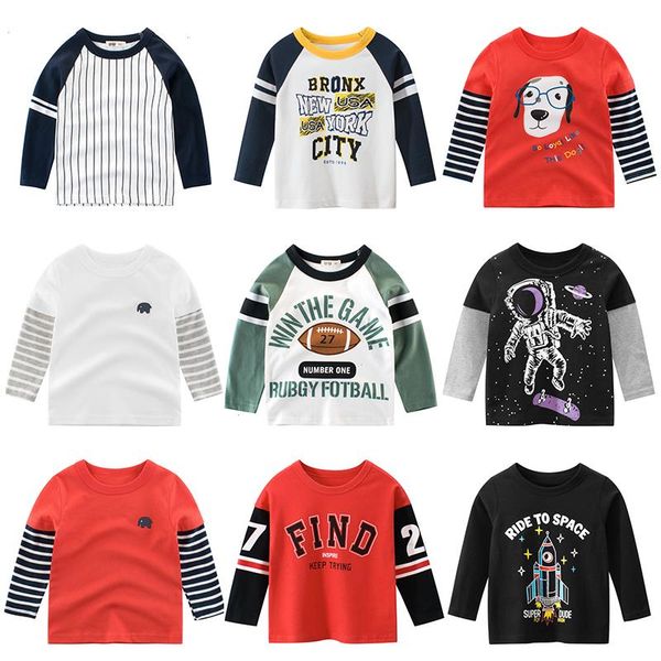 

children t shirts long-sleeve autumn t-shirts baby boys kids girls cotton cartoon clothing clothes spring print letter, Blue