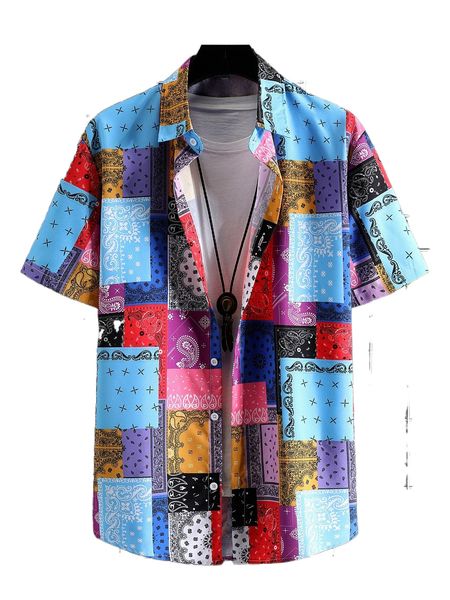 

men patchwork print shirt without tee n4s0#, White;black