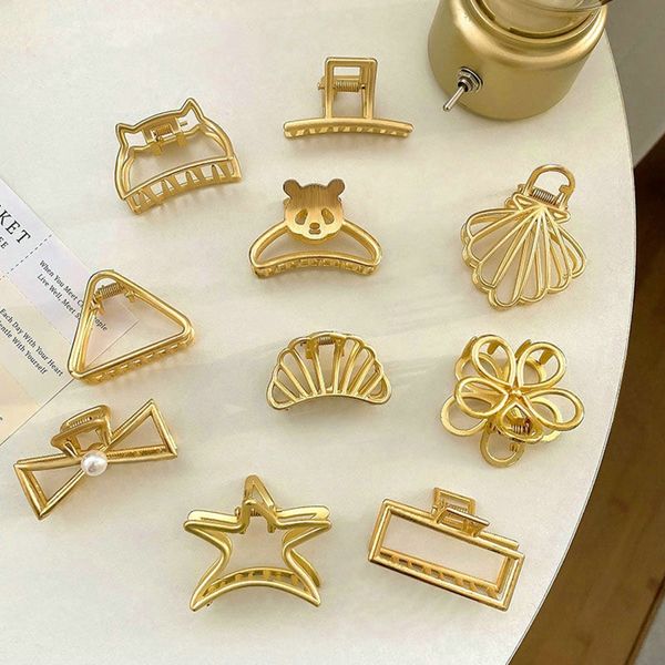 

geometric alloy crab clip hair clips for women gold hollow mini hair claw girls shark clip hair accessories headwear