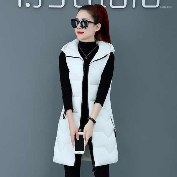 Frauenwesten #0427 Frühling Herbst Weste Waitcoat Frauen mit Kapuze koreanischen Stil Veste Femme warme Daunen Baumwolle schlanke ärmellose Jacke weibliche Lu