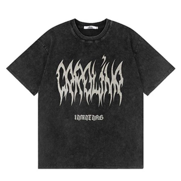 

hip hop washed t shirt letter graphic t-shirt men summer tees, Black;brown