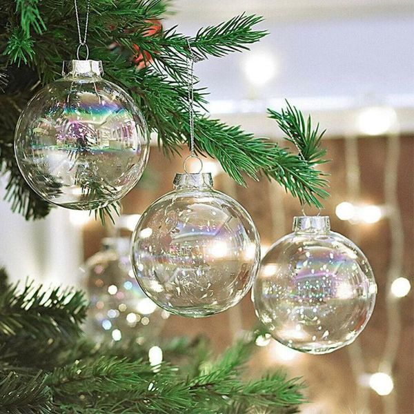 Party-Dekoration, Glas-Hängekugel, Weihnachtsbaum-Tropfenornamente, schillernde Kugeln, Kugel-Anhänger, transparent, BallParty