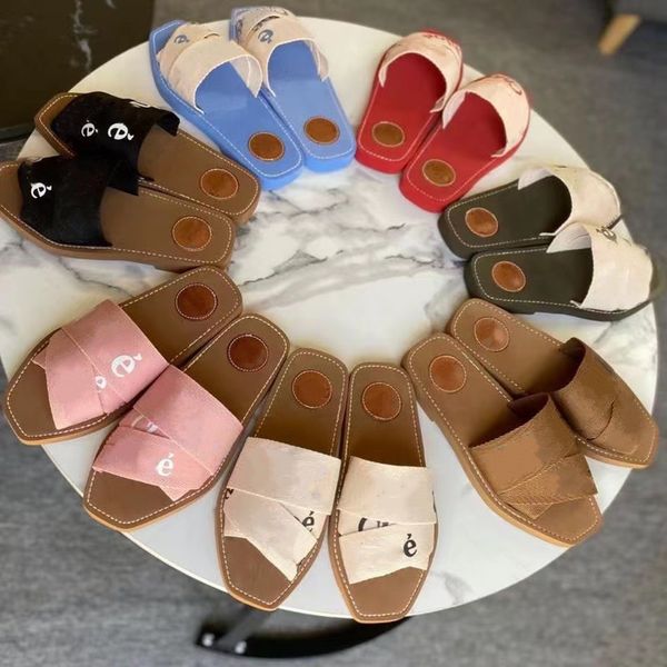 

luxury cross woven roman slippers sandals fashion letters printed wide flat women's canvas sandal designer slipper, Black