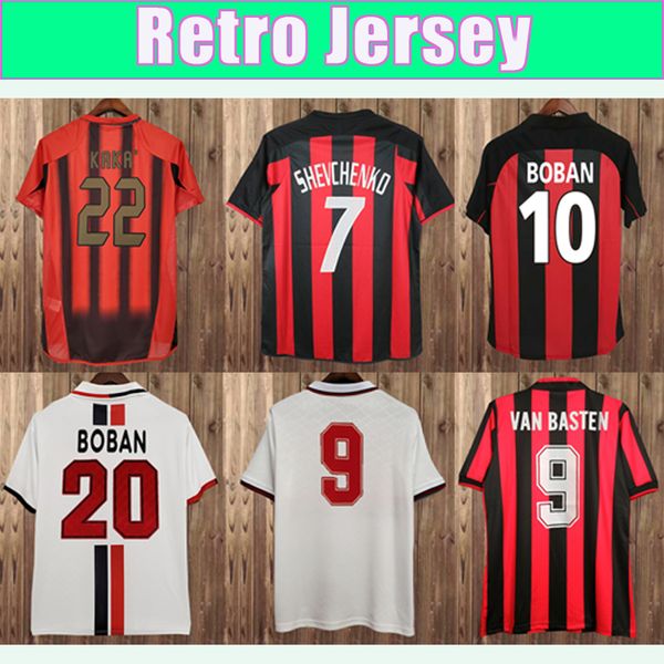 

91 92 van basten mens retro soccer jerseys 03 07 vierchowod kaka' rui costa inzaghi gattuso nesta maldini pirlo home away football shir, Black;yellow