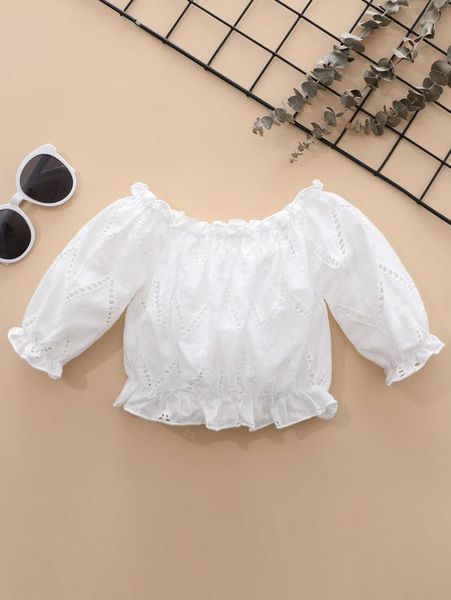 

baby girl schiffy bardot ruffle hem blouse she, Blue