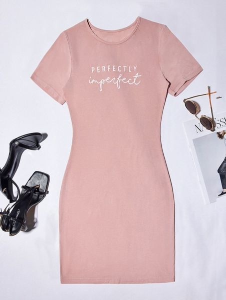 

letter graphic bodycon dress k946#, Black;gray