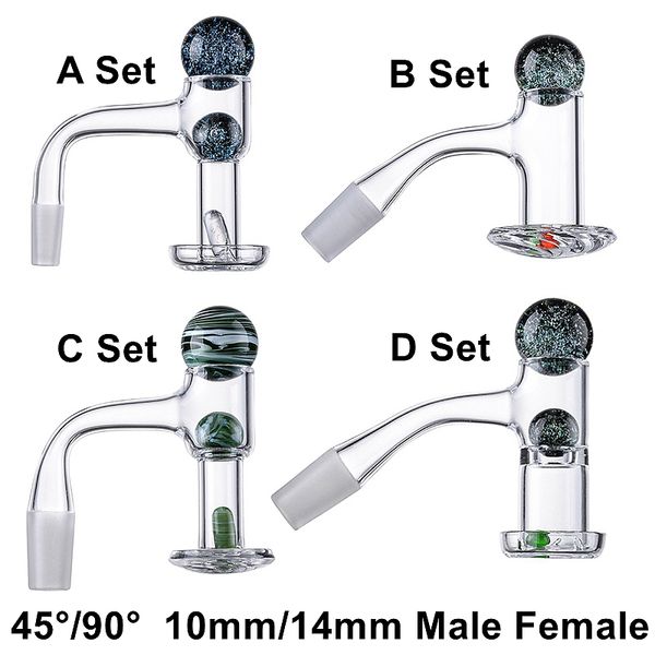 Atacado de solda cheia de quartzo sem costura fumando fumando chanfrado Edgetherp salpico com mármore de vidro rubi pílula de pérola 10mm 14 mm machos machos unhas dhl grátis