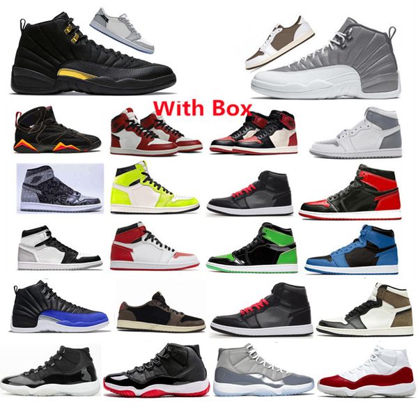 

box with 12 1 stealth black taxi 12s hyper royal mens basketball shoes 1s stage haze reverse mocha university blue 11s jubilee low bred spac