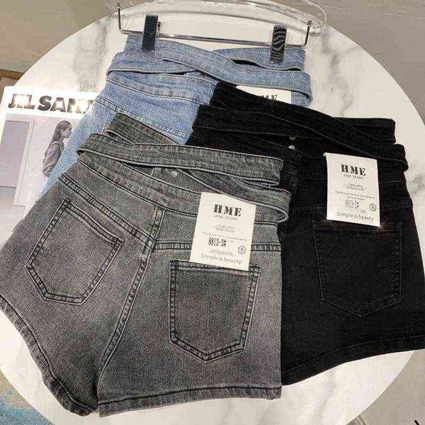 

premium summer design high waist back wide leg denim shorts women short jeans streetwear women gb426, Black;white