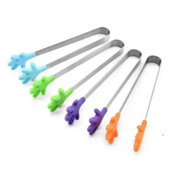 Carino creativo piccola clip in silicone antiscivolo in acciaio inossidabile mini cibo ghiaccio quadrato suger barbecue pinze clip prodotti da cucina sxjun23