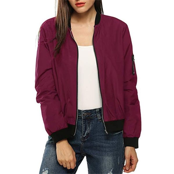 

summer women windbreaker jacket 2020 new fashion women thin basic bomber jacket long sleeve coat casual female jacket outerwear lj200813, Black;brown