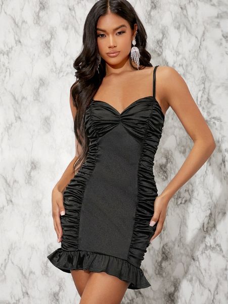 

ruched fishtail hem bodycon dress f1bd#, Black;gray