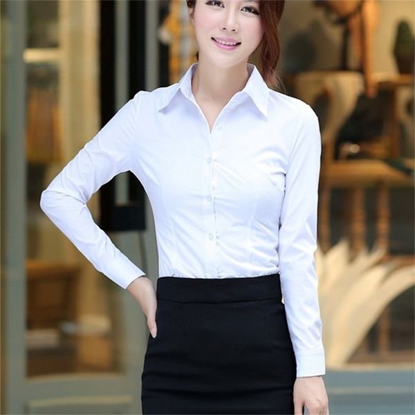 

korean cotton women shirts women long sleeve shirts office lady white shirt plus size blusas mujer de moda pink blouse 210412