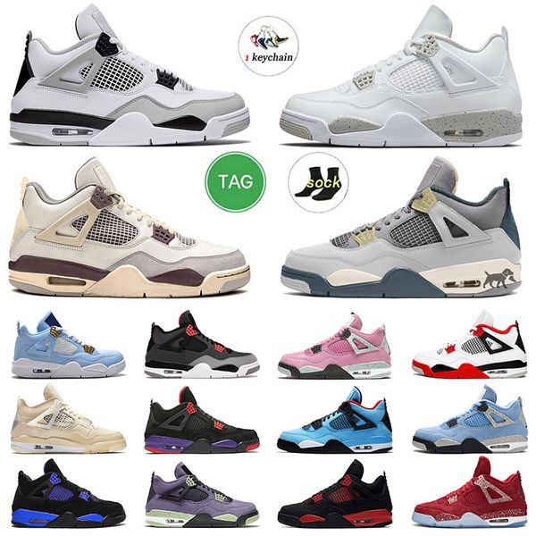 

jumpman 4 low basketball shoes for mens womens 4s trainers 2022 fashion white oreo military black cat royal craft sail green pink unc bred j