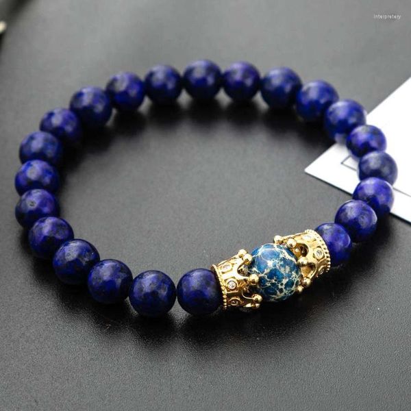 Fios de miçangas Men tigre olho Buda Bracelet de 8mm de miçangas redondas corda de jóias de pedras azuis de pedra azul natural