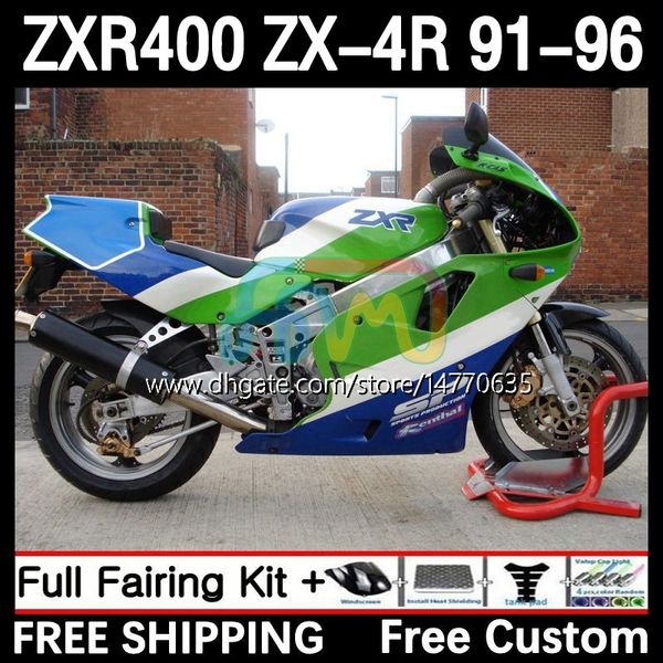 ABS BODYS KIT для Kawasaki Ninja ZX4R ZXR 400 CC 400CC 1991 1992 1993 1994 1995 1996 Cowling 12dh.37 ZXR-400 Bodywork ZX 4R ZXR400 91 92 93 94 95 96 Fairing Green White