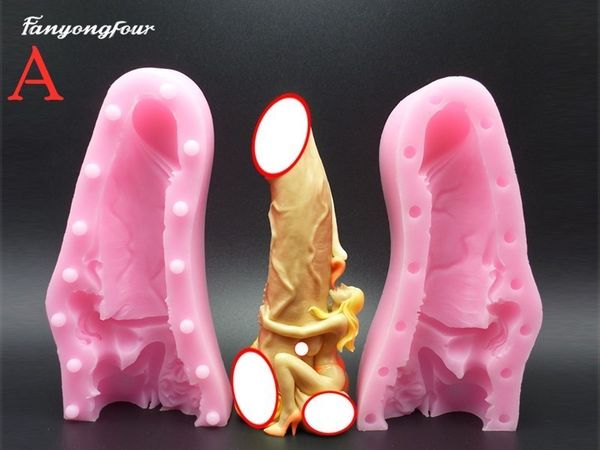 3D Creative Beauty Holding Penis Силиконовая плесень DIY, сделав мыло, кухня, выпечка, сахар, шоколадной торт, инструмент украшения 220601