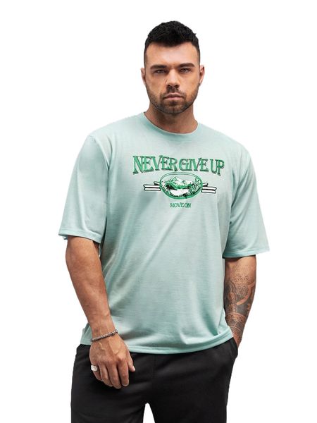 

extended sizes men mountain & slogan graphic tee k39e#, White;black