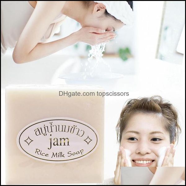 

jam handmade natural rice milk soap 60g deep cleaning moisturizing face body skin care bath shower 60pcs drop delivery 2021 health beauty