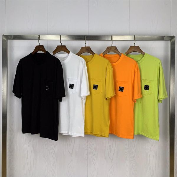 

2021 summer stone men trendy island collection compass logo patched cotton women men solid tees summer style streetwear men casual299m, White;black