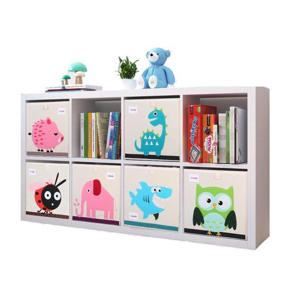 Aufbewahrungsboxen Bins Oxford Tuch Tier Sticken Box Kinder Kleinigkeiten Korb Spielzeug Würfel Organizer für Kinder Brust